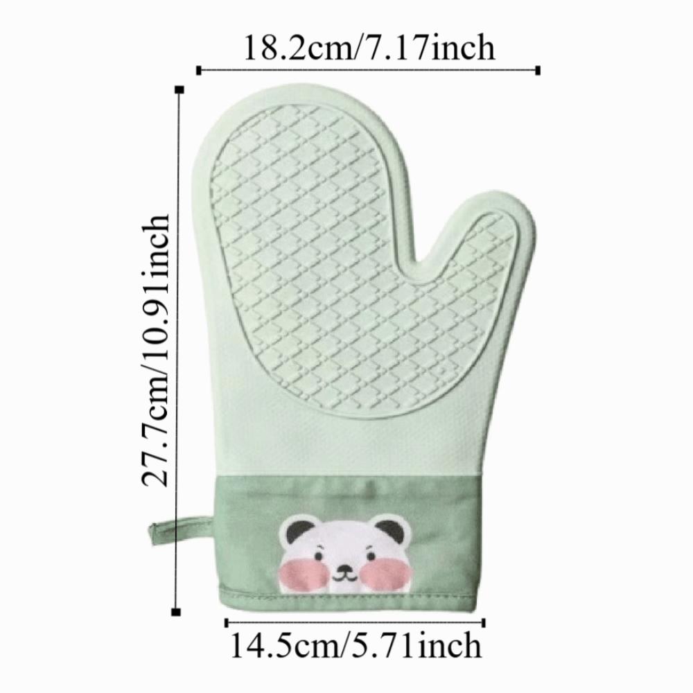 2Pcs Thickened Silicone Insulation Gloves Cartoon Bear Kitchen Hand Clamps Oven Mitts  Cooking