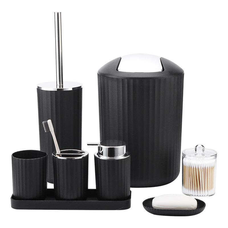 Luxury Bathroom Set: Countertop Basin, Large Shower Head, Lotion Bottle, and Tray - Eight-Piece Hotel Collection