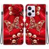 Handmade PU Leather Flip Case for Redmi Note 12 Pro/Xiaomi Poco X5 Pro Anti-Slip Shockproof Cover with Wrist Strap & Heart/Rose Cat Designs