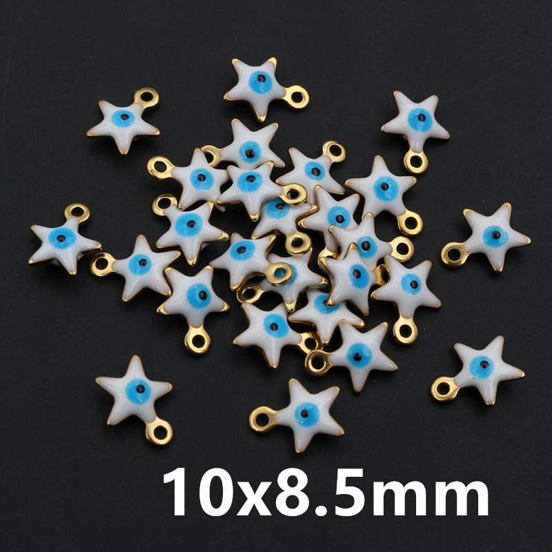 20pcs 10x8.5mm Enamel Evil Eyes Star Charms Pendant Stainless Steel DIY Jewelry Making Accessories Findings Bracelet Earrings