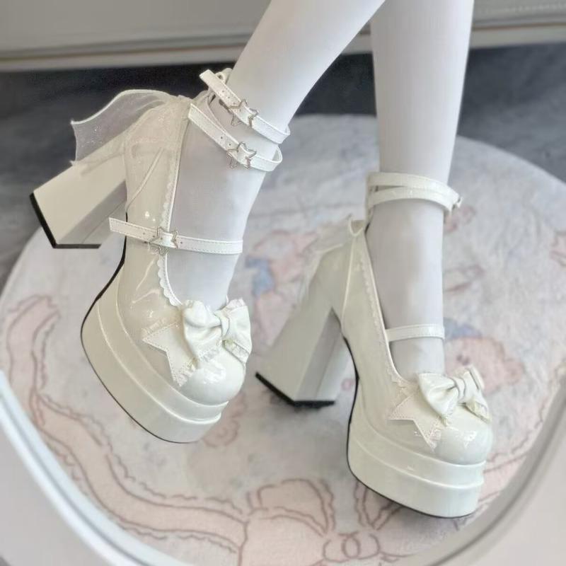 Fashion Women's Fashion Block Heel Single Shoes Summer New Round Toe Shallow Mouth Bow Slip Strap Non-Slip Mary Jane Shoes