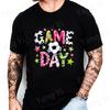 Unisex Short Sleeve Colorful Football Themed Pattern Print T Shirts Men Women Causal Harajuku T