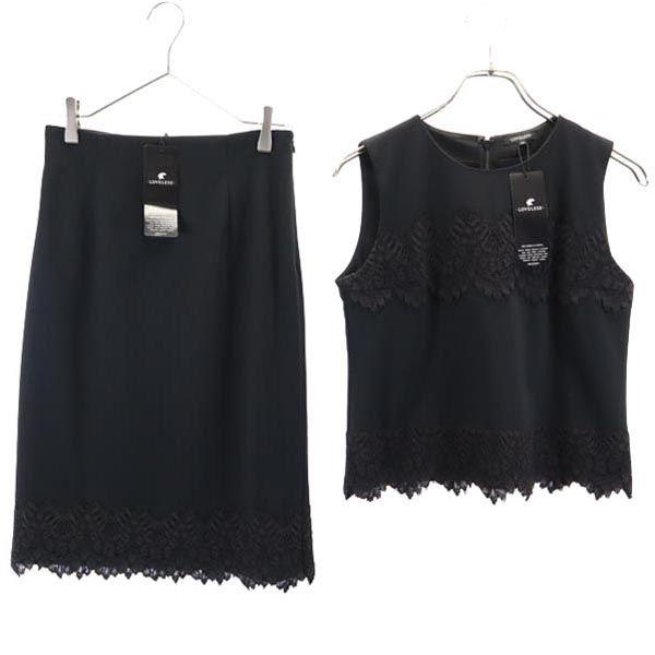 

unused LOVELESS Sanyo Shokai No sleeve Cut Setup 36 black skirt Women Used