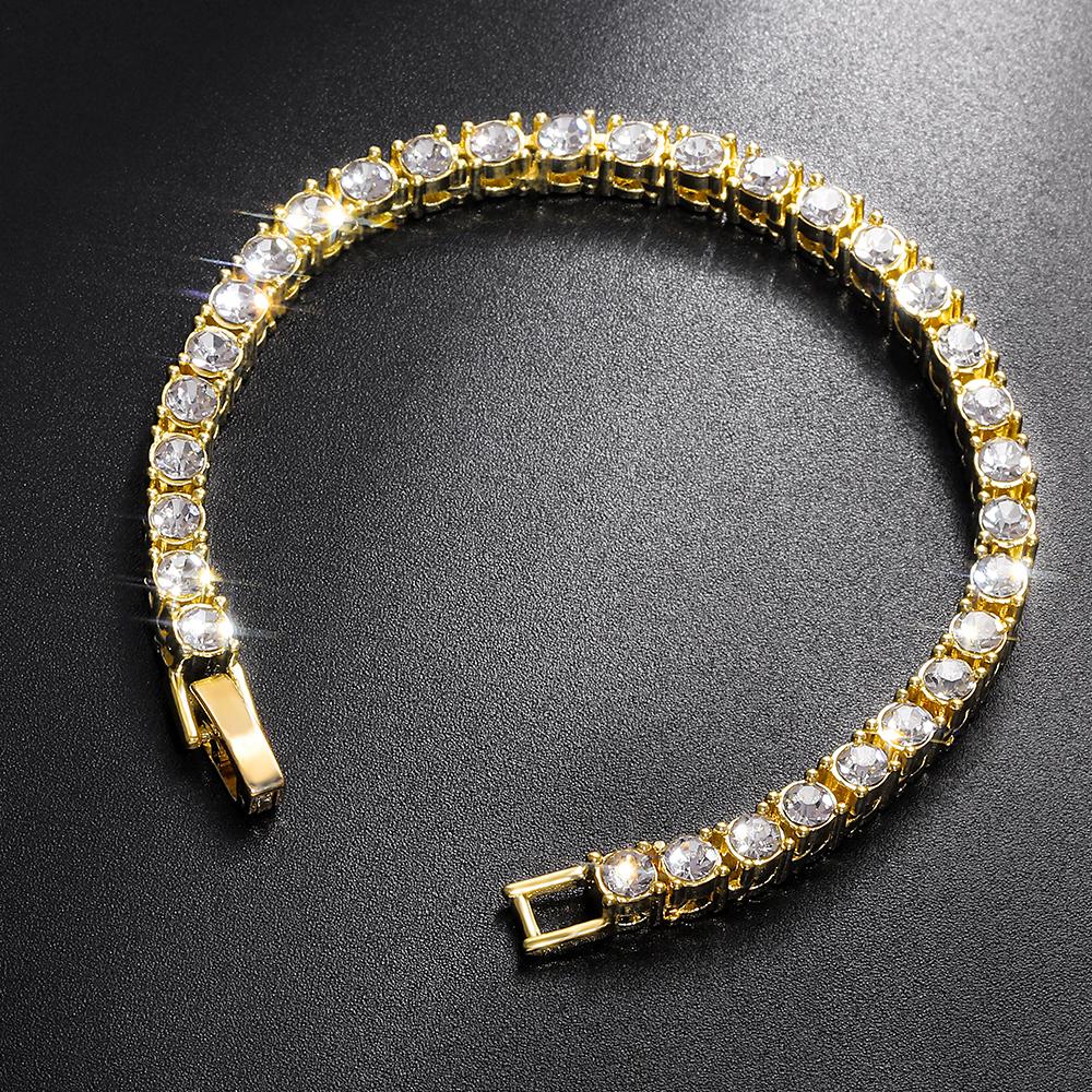 

Хип-хоп браслет-теннисная цепочка в один ряд, продажа блестящих браслетов-теннисных цепочек с кубическим цирконием и стразами для женщин и мужчин 7inch(18cm)