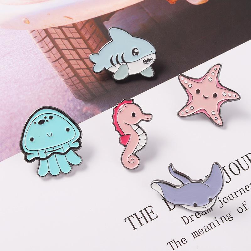 Trendy Marine Animal Brooches: Starfish, Seahorse, Hippocampus Badges