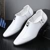 Autumn and winter men's business dress leather shoes gouging pointed men's shoes British shoes black can be velvet