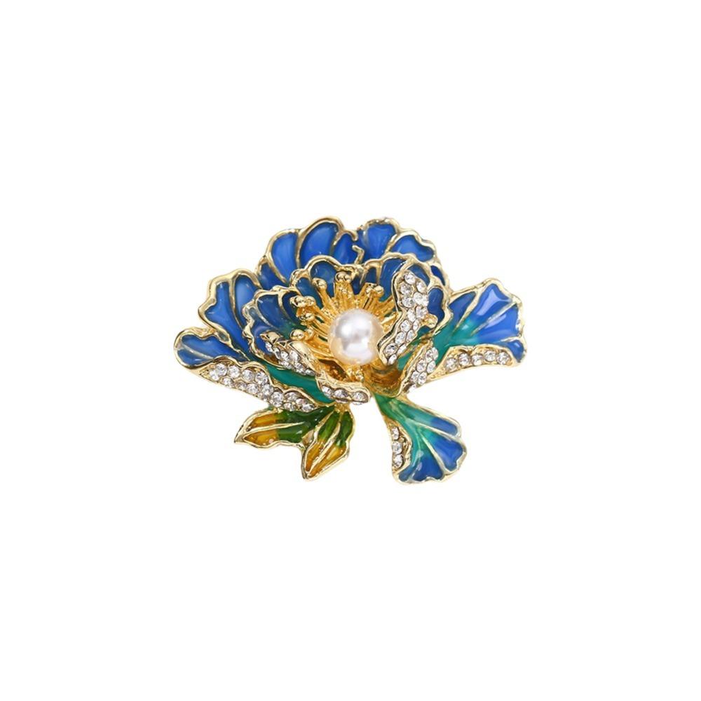 

Fashion Vintage Peony Flower Brooches Handmade Traditional Enamel Brooches Alloy Colorful Chinese Style Corsage Coat Accessories