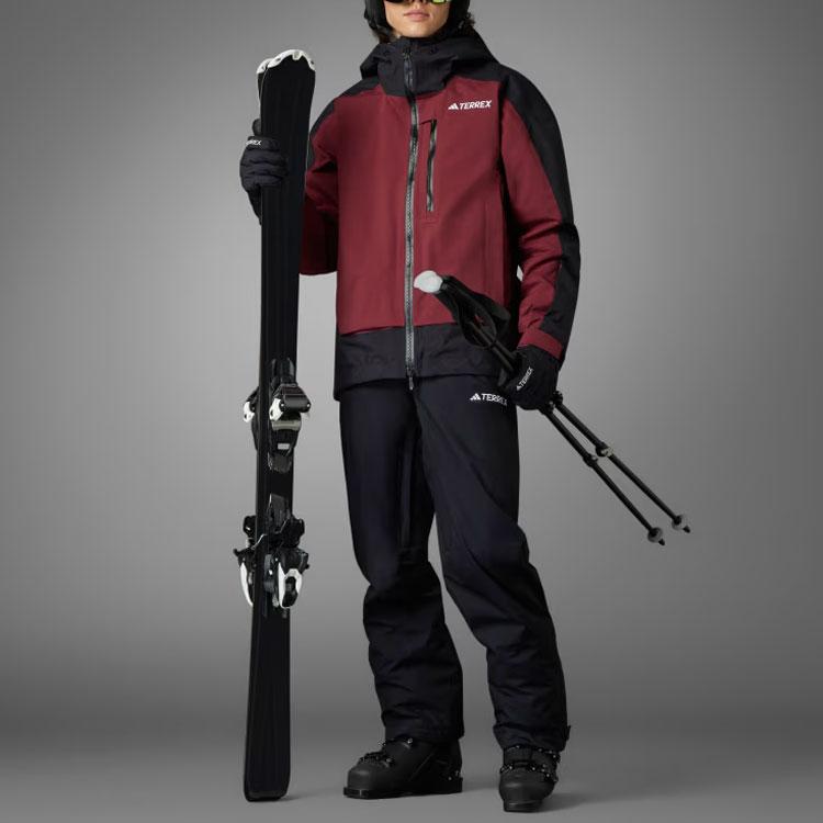 Adidas Terrex Xperior 2L Insulated Rain.Rdy Jacket Color Block Logo Long Sleeve Hooded Ski Jacket Men Jackets Shadow-Red IB4221