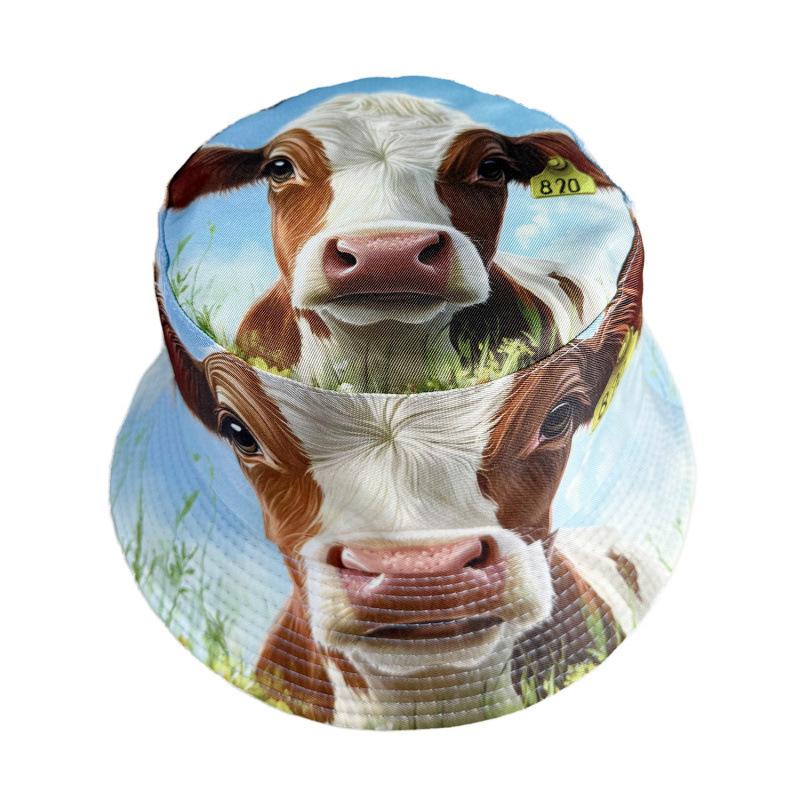 Animal digital printing bucket hat men's and women's basin hat European and American outdoor fashion sunscreen visor hat