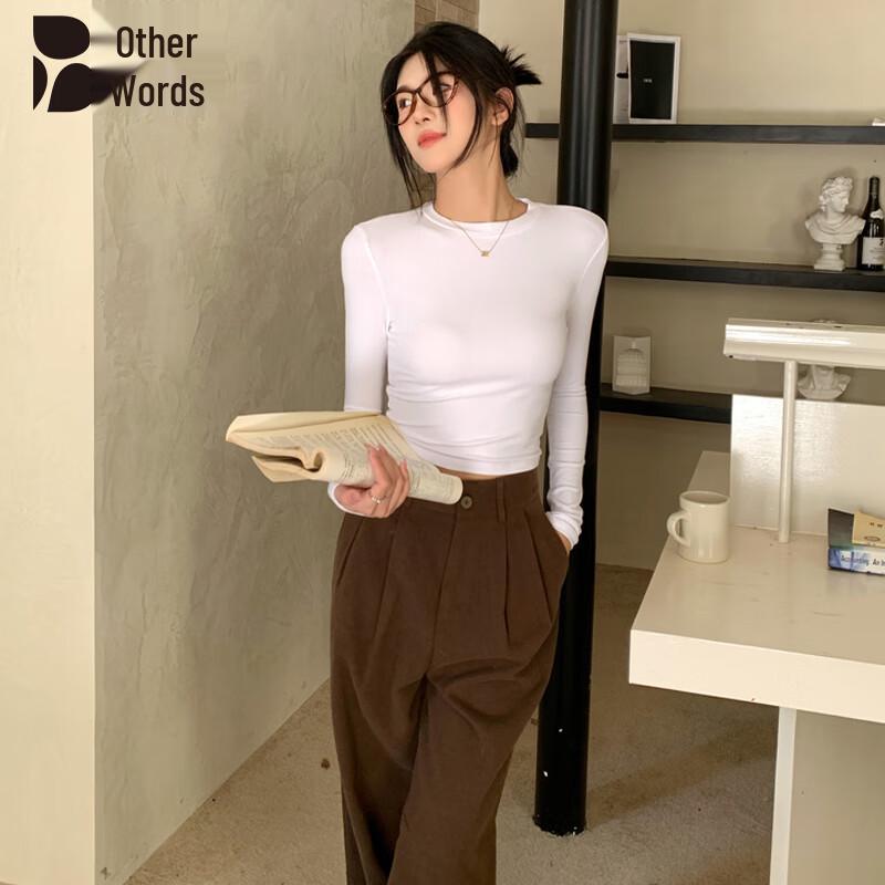 

Women s Slim Fit Long Sleeve Round Neck Cropped T-Shirt S
