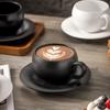 Mattierte Keramik Latte Art Kaffeetasse mit Henkel und Untersetzer, 300ml