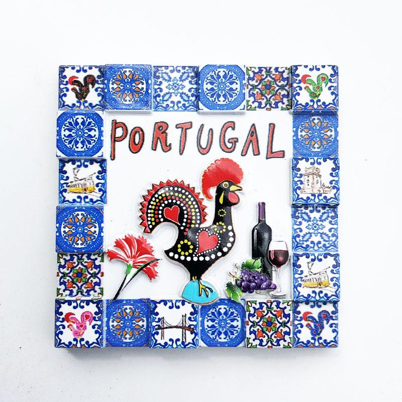 Portugal Fridge Magnets Creative Mosaic Lisbon Cock Tourist Souvenirs Refrigerator Magnetic Stickers Wedding Gifts