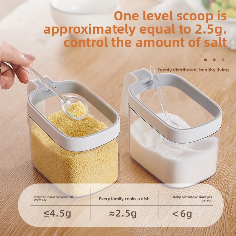 Wall-Mounted Seasoning Box Kitchen Spice Storage Set with Spoon for Household Use