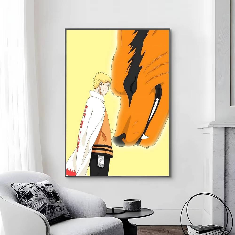 1pc Anime Characters U-Uzumaki N-Naruto posters Self-adhesive Paper Print Home Living Room Bedroom Entrance Bar Cafe Art