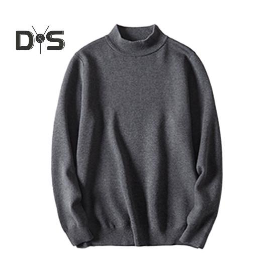 

Осень-зима мужской свитер с полувысоким воротником, трикотаж из модала, толстый эластичный, с длинными рукавами, облегающий, теплый, однотонный, трикотаж для повседневной носки, деловой M серый