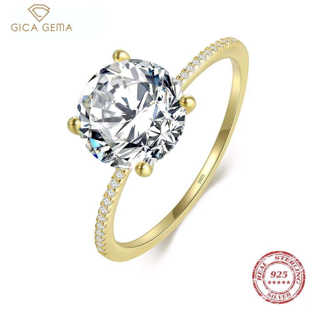 

Gica Gema классическое роскошное настоящее твердое кольцо из стерлингового серебра 925 пробы 3 карата 10 сердечек со стрелками циркон свадебные украшения кольца обручальные для женщин