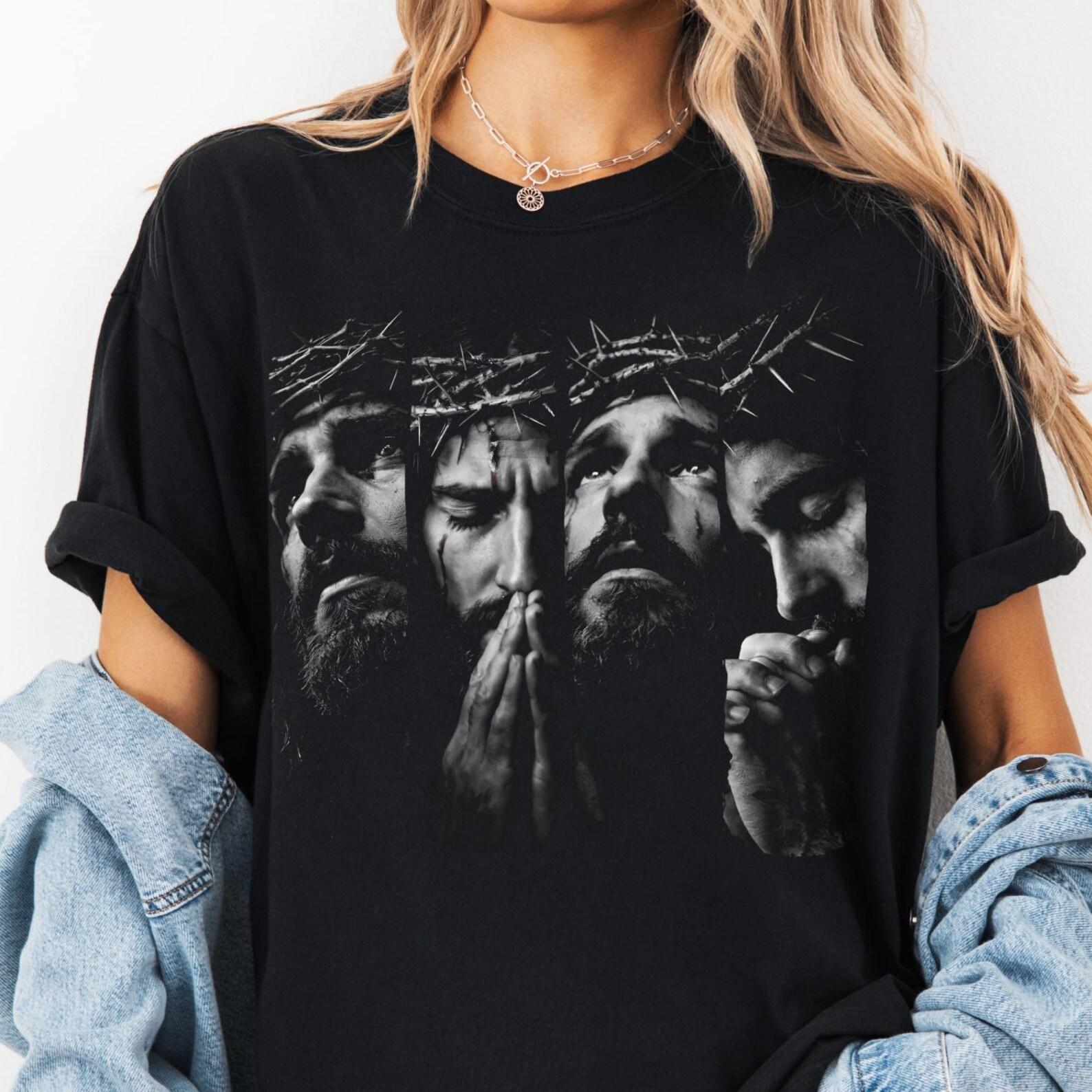 Jesus Comfort Colors® T-Shirt, Portrait of Jesus Shirt, Unisex Christian Religious Graphic Tee, Crown of Thorns T-Shirt, Faith Based Shirt L