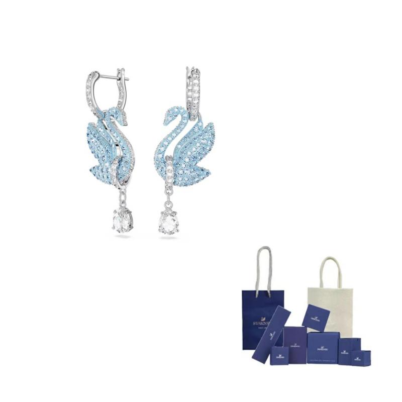 Swarovski gulbis Rodijs pārklāti Auskari Unisex