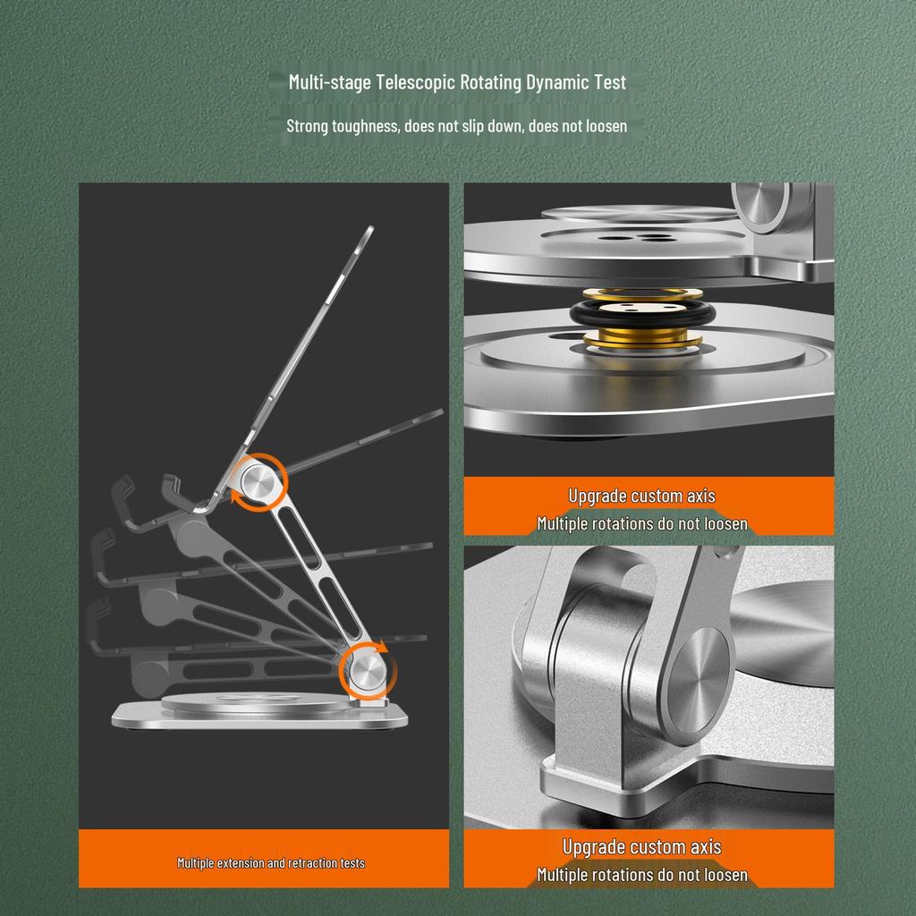 360° drehbarer Aluminiumständer für Handy und Tablet: Faltbar, Höhenverstellbar, Multifunktional.