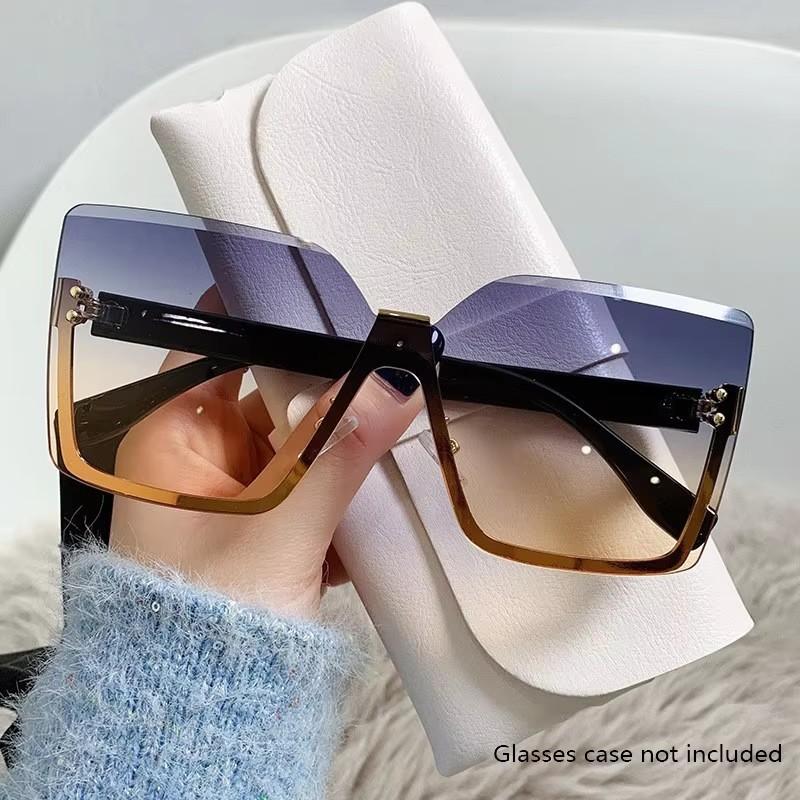 New European And American Metal Fashion One-Piece Frameless Cut-Edge Slimming Sunglasses And UV-Resistant Glasses 8819