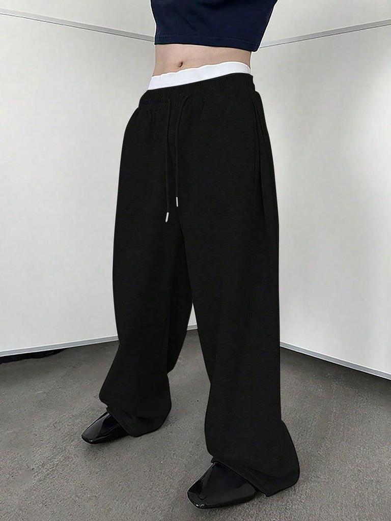 Men's Loose Fit Sweatpants with Drawstring Waist, Straight Wide Legs & Pockets Sportswear