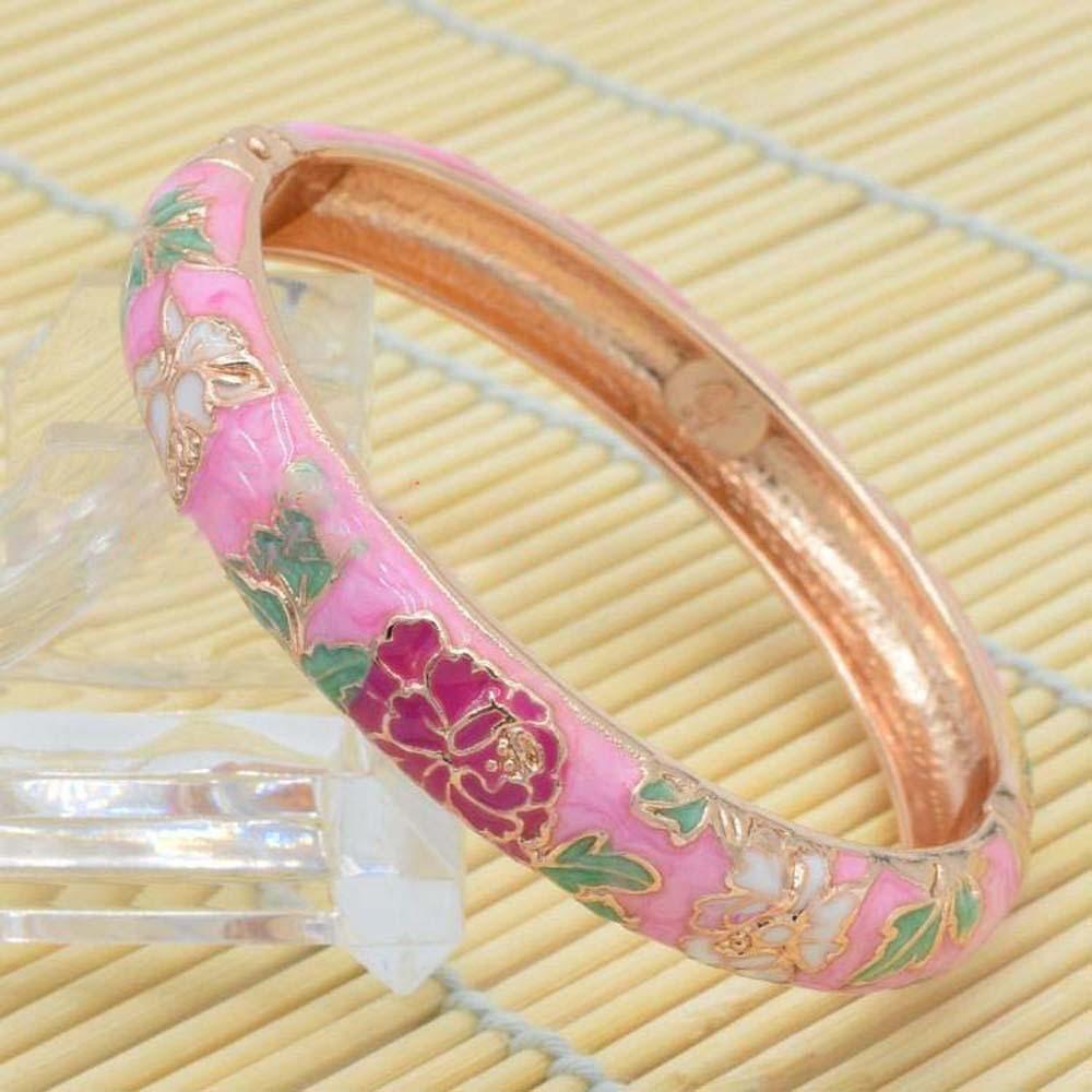 Traditional Filigree Enamel Bangle Hanfu Accessories Hollow Out Peony Bracelet Versatile