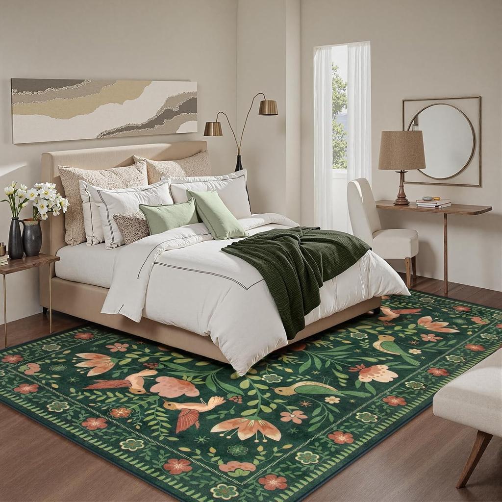 High Density Short Pile Non-slip Living Room Carpet Bedroom Rug Large Area Retro Home Decoration Floor Mat