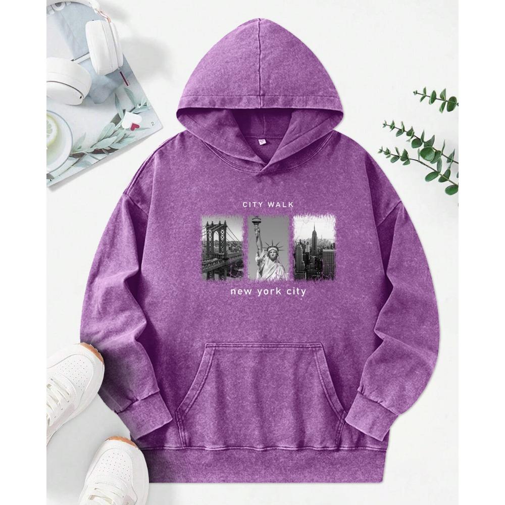 

Нью-Йорк Красивые Пейзажи Принт Выстиранное Худи Креативное Худи Оверсайз Повседневная Хлопковая Одежда Осень Уличная Одежда Женская 3XL