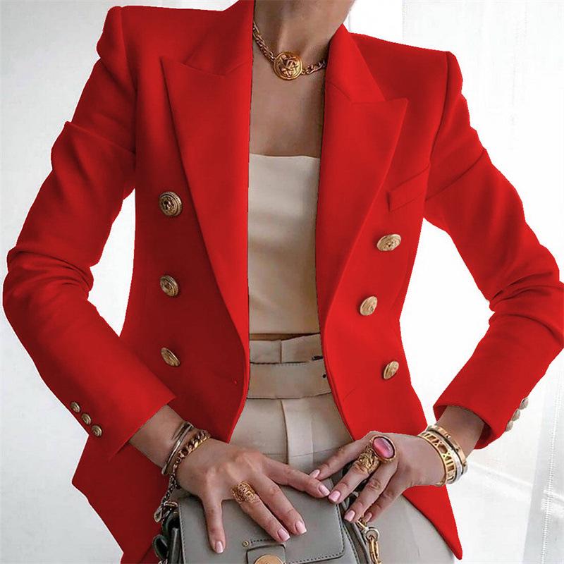 Women's 2025 Autumn/Winter Solid Color Fashion Casual Short Suit Jacket