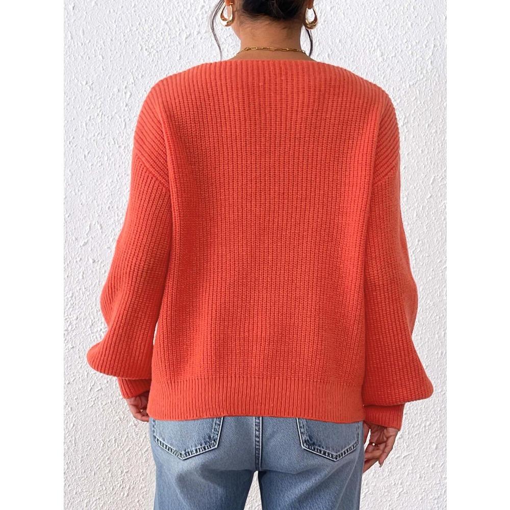 Autumn/Winter Women’s Pullover: Hand-crocheted, 3D-paneled, Statement Deep-V-neck Pullover