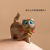 Mini Lovely Wooden Lucky Cat Figurine Desktop Book Nook Ornament Home Decor Kids Event Souvenirs Holiday Gifts New Year's Decor