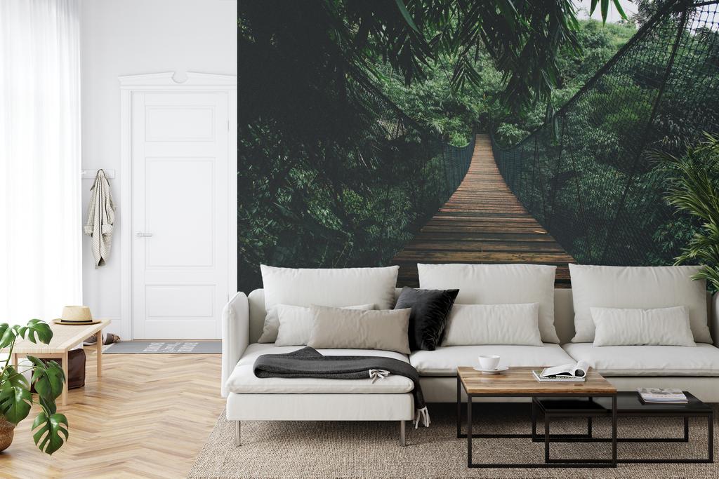 Photomural Suspension Bridge In A Forest Washable Fleece 405x270