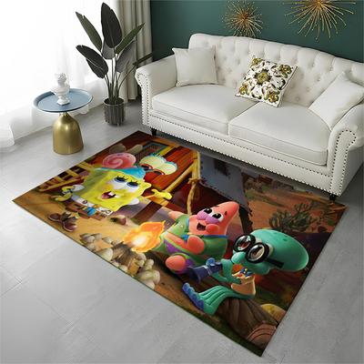 Cartoon S-SpongeBob Patrick Star Teppich für Spielzimmer Schlafzimmer Wohnzimmer Sofa Heimdekoration, Kinderteppich Rutschfeste Fußmatte