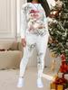 Women's Christmas Print 2-Piece Outfit: Long Sleeve Crew Neck Top & Pants, Holiday Limited Casual Party Gift Suit