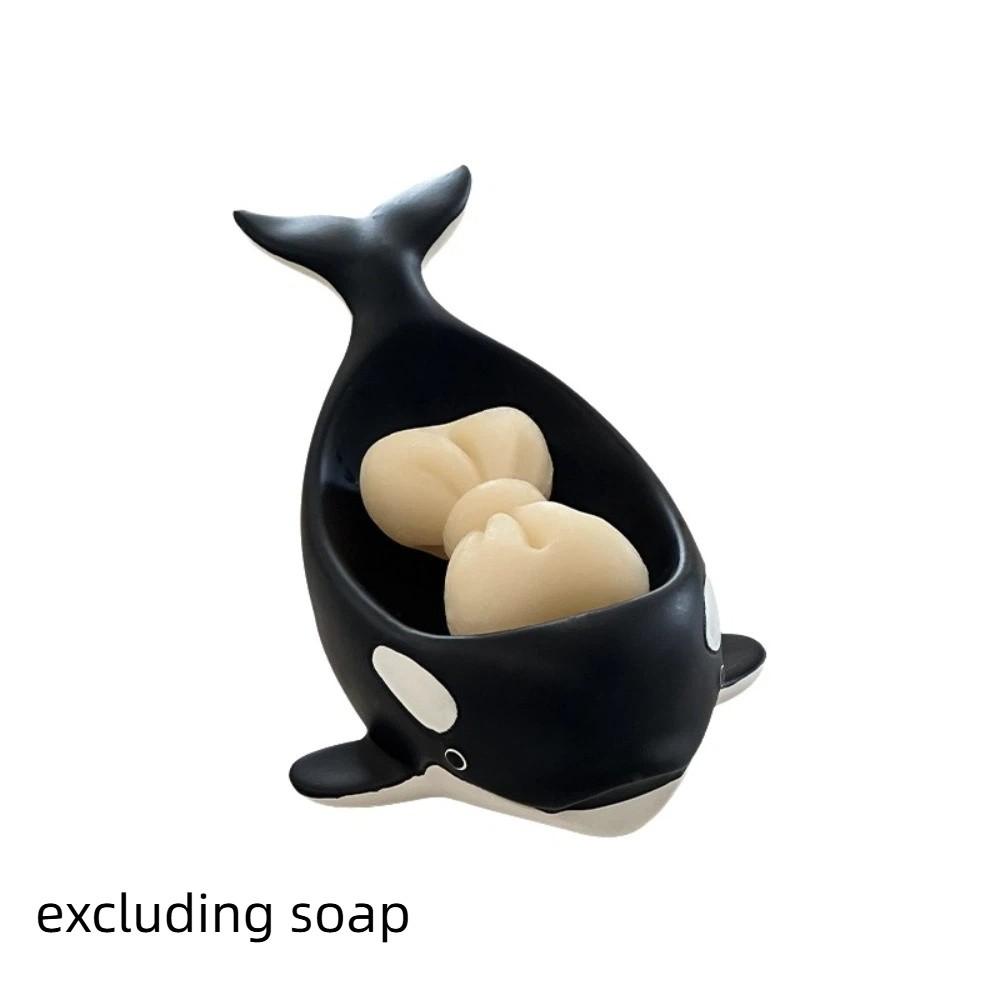 Resin Whale Soap Dish Waterproof Soap Tray Cute Soap Storage Rack Bathroom Resin