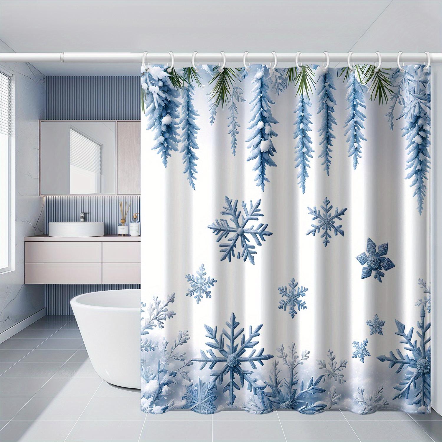 

Winter Curtain - Snowflakes & Cedar, Water-Resistant, 12 Hooks, All-Season, 71In W60H190(CM)-1 Pcs