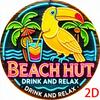 Paradise Lounge Neon Blue Parrot Round Metal Sign D Flat Printing Tropical Tiki Bar  Cocktail Design Beachy Wall Decor for