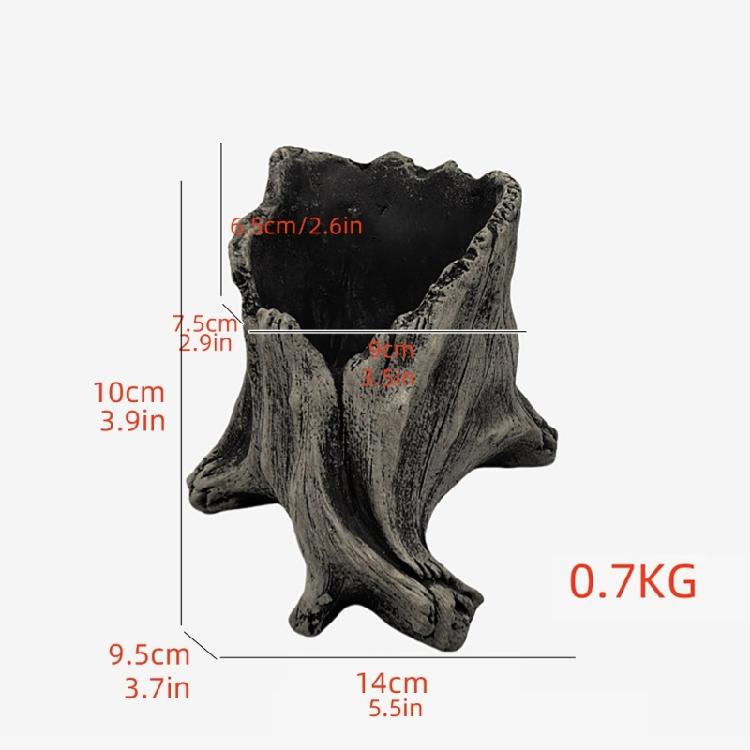 Artificial Driftwood Planter Sculpture Resin Succulents Flower Pots Imitation Wood Pile Porous Bonsais Tree Plant Pots