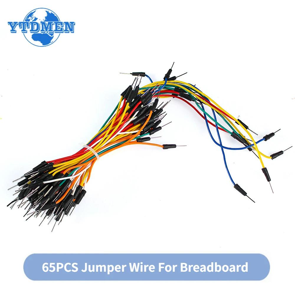 

65pcs Solderless Flexible Breadboard Jumper Wire Connect PCB Electronic Wires Bread Board Jumper Cable Male To Male for Arduino чорний