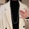 Elegant Rhinestone Pearl & Floral Geometric Necklace - French Retro Style for Autumn/Winter