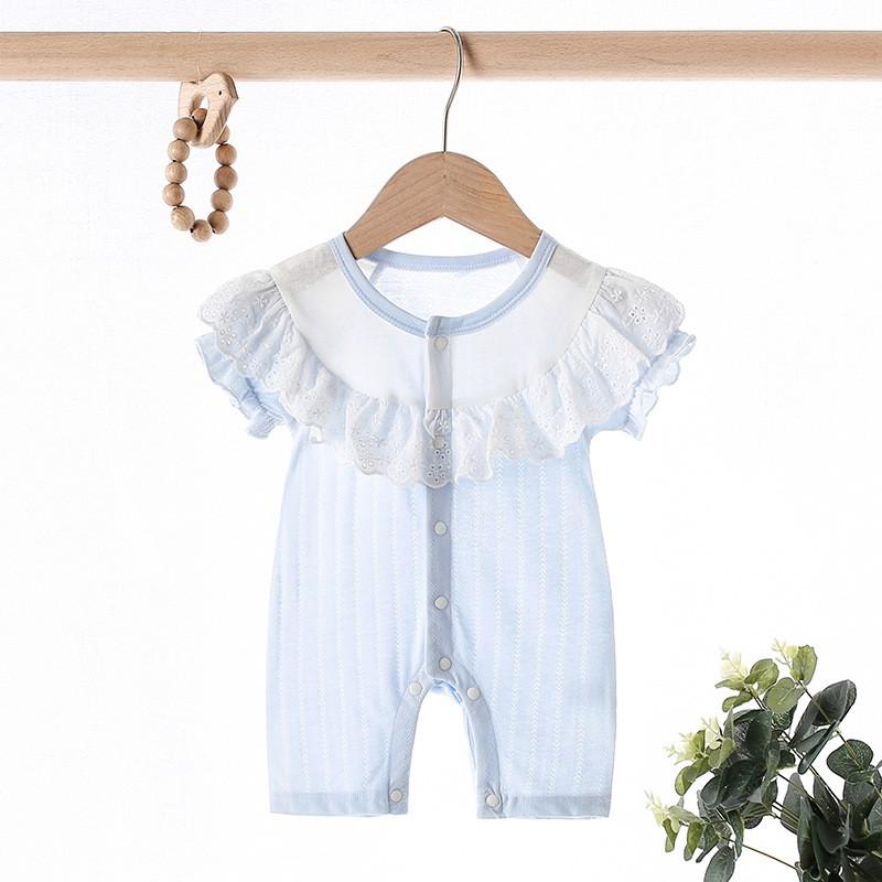 Baby Girl Short Sleeve Cotton Romper Newborn Princess Bodysuit Thin Crawler Suit