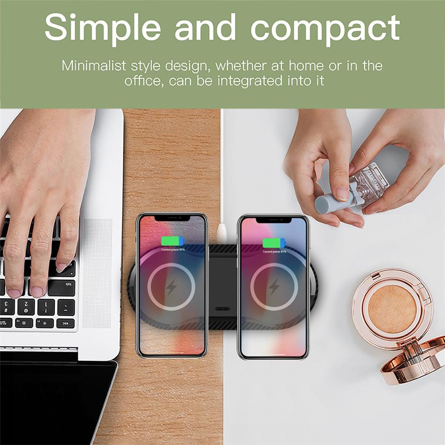 20W Double Seat CAR QI Wireless Charger Fast Charging Pad 2 In 1 Desktop Charger for iPhone 11 Pro X XS MAX XR For Samsung S10 S9