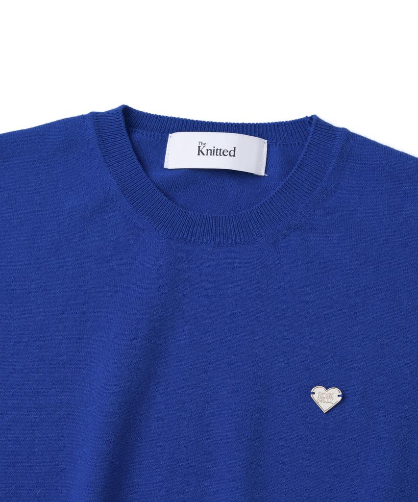 KNITTED (W) Basic Essential Washable Round Short Sleeve Knit Cobalt Blue