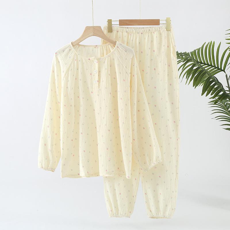Pajamas Women's Pure Cotton Spring Long-sleeved Trousers Autumn Round Neck Pullover Korean Version Women's New Loungewear