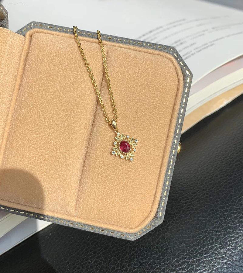 Gold-Plated Sterling Silver Ruby Pendant Necklace for Women - Elegant and Versatile Design