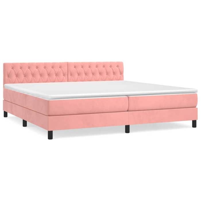 3141508 vidaXL Divan Bed with Mattress Pink 200x200 Cm Velvet