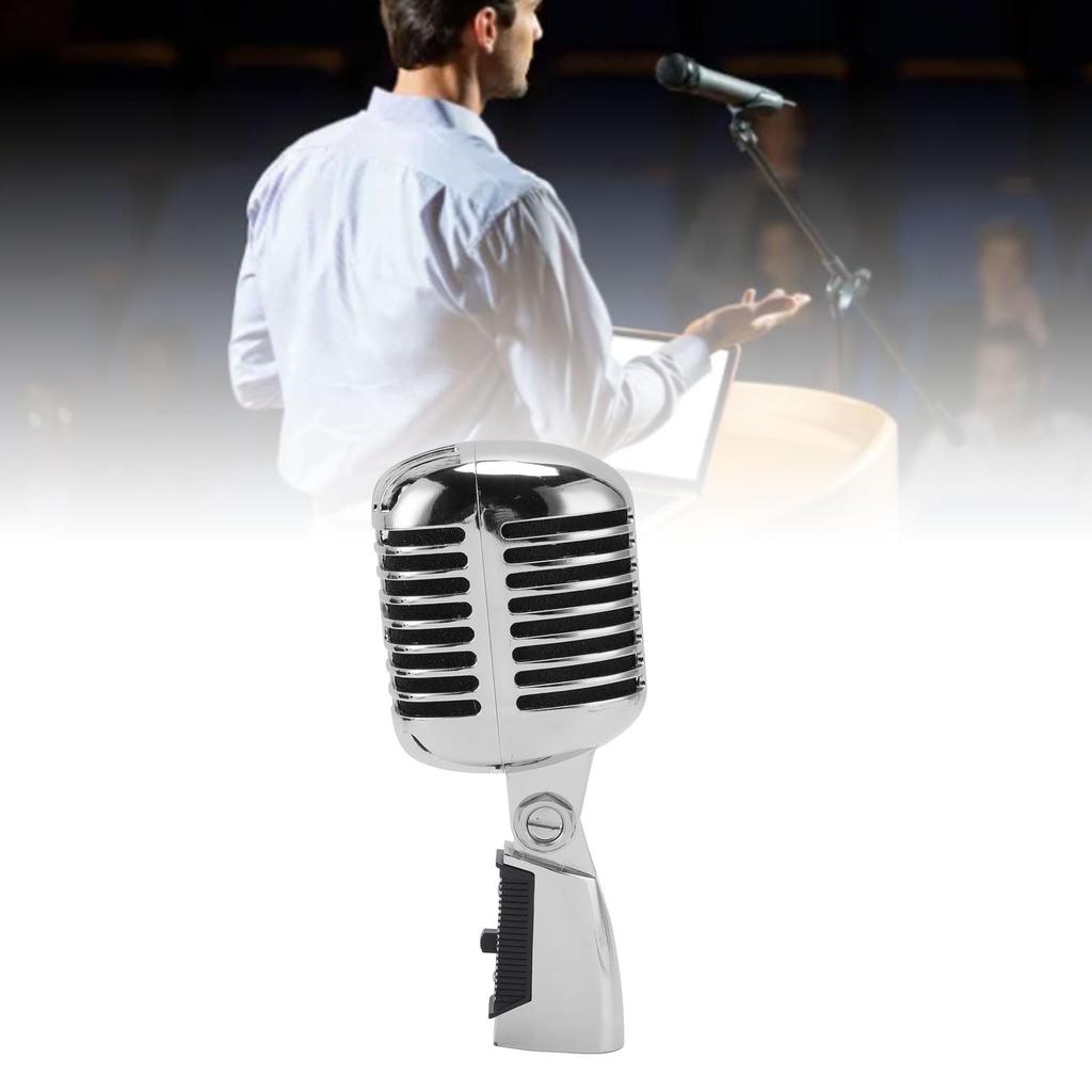 Retro Dynamic Vocal Classic Cardioid Microphone with XLR Female to Adjustable Microphone for Stage and Live Performances Microphone, 6.35mm Cable,