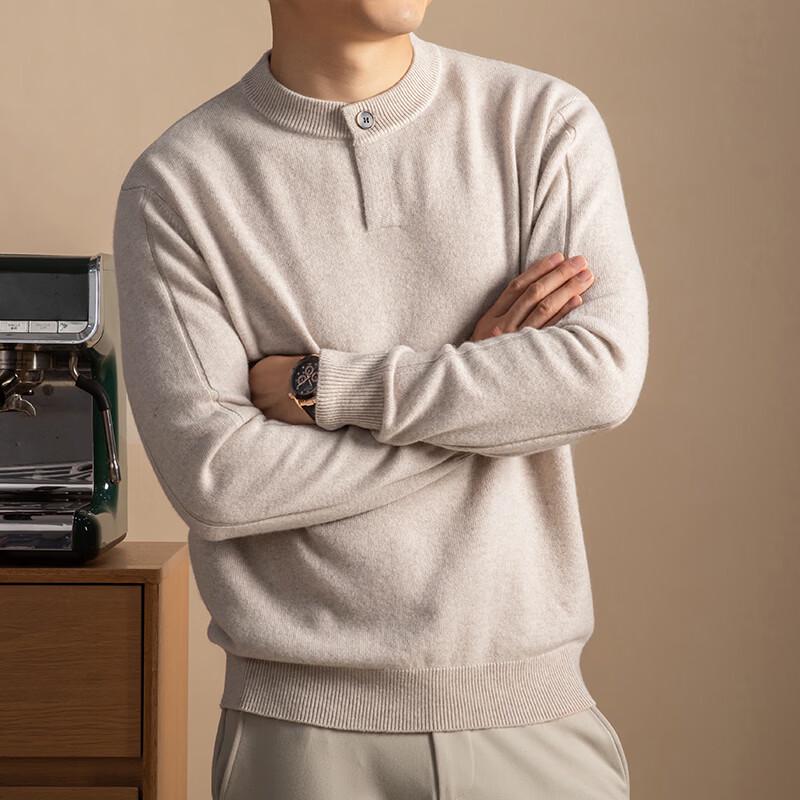 JOW Men's Cashmere Merino Blend Henley Sweater