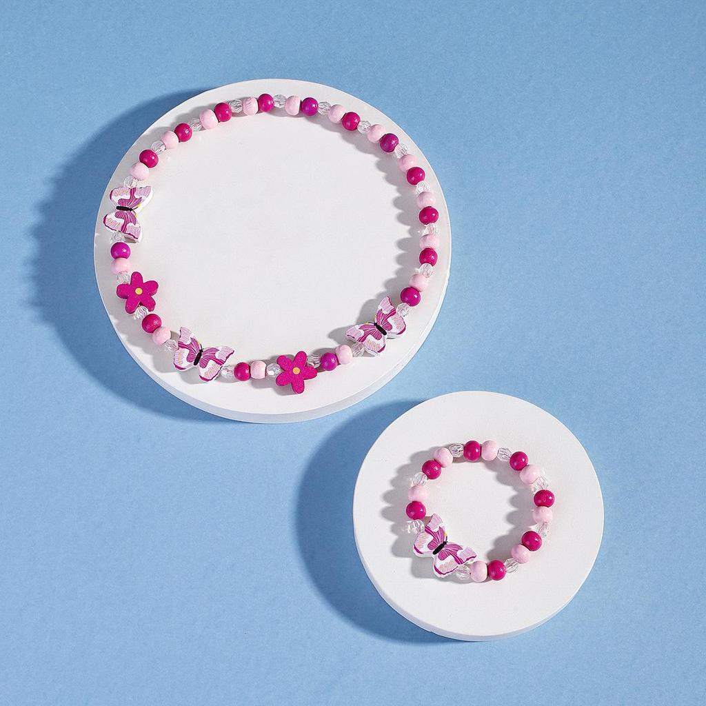 2pcs Children's Luminous Necklace Bracelet Set Cartoon Princess Jewelry Accessories Makeup Toys for Kids Girls Birthday Gifts