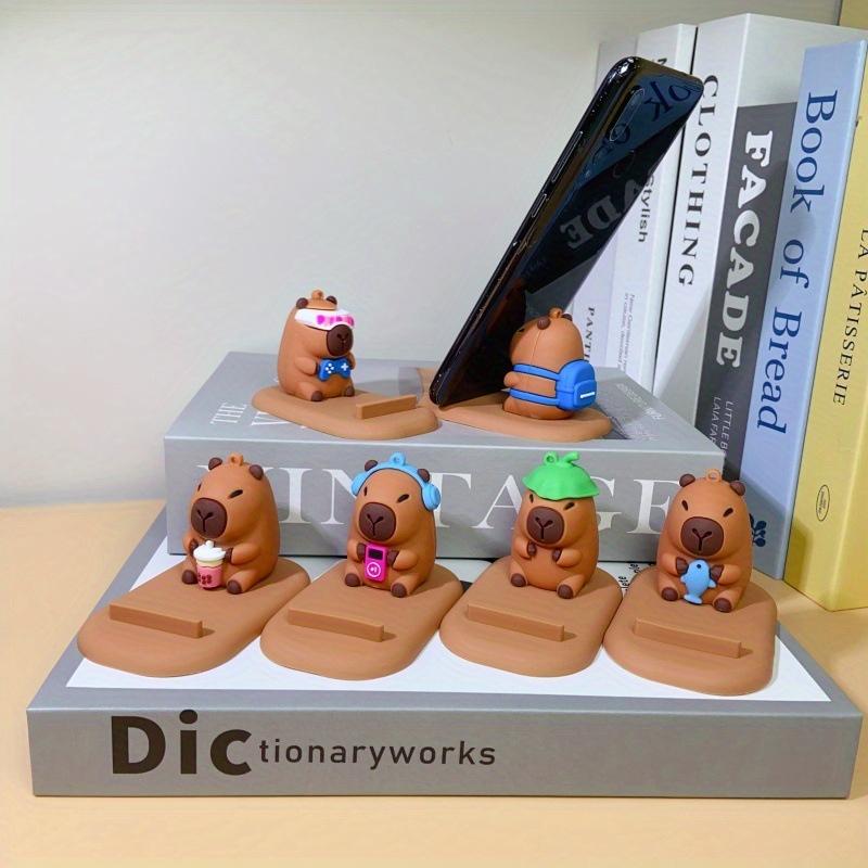 1pc Cute Capybara Phone Stand Lazy Desk Organizer with Expressive Eyes Non-Slip Base Compatible with Smartphones Tablets Home Office Decor